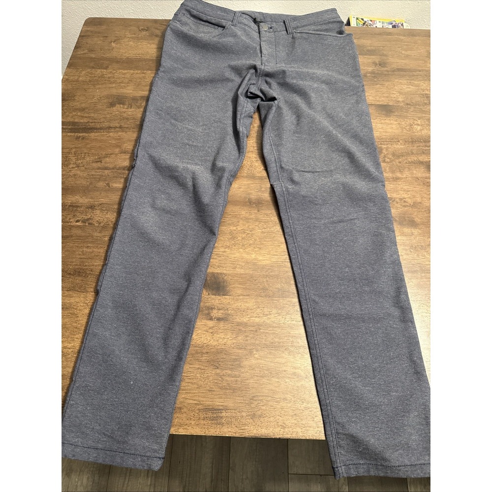 LULULEMON Men's 5 Pocket Classic Fit Pants Stretch 33 X 32 Heather Blue